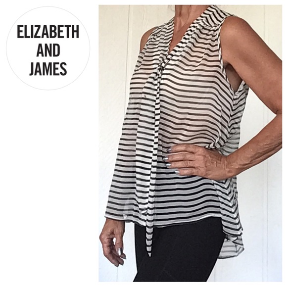 ELIZABETH AND JAMES SILK STRIPED SLEEVELESS TOP SIZE SMALL - Picture 2 of 11